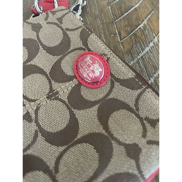 Coach Signature Wristlet - Red and Brown - Picture 2 of 10
